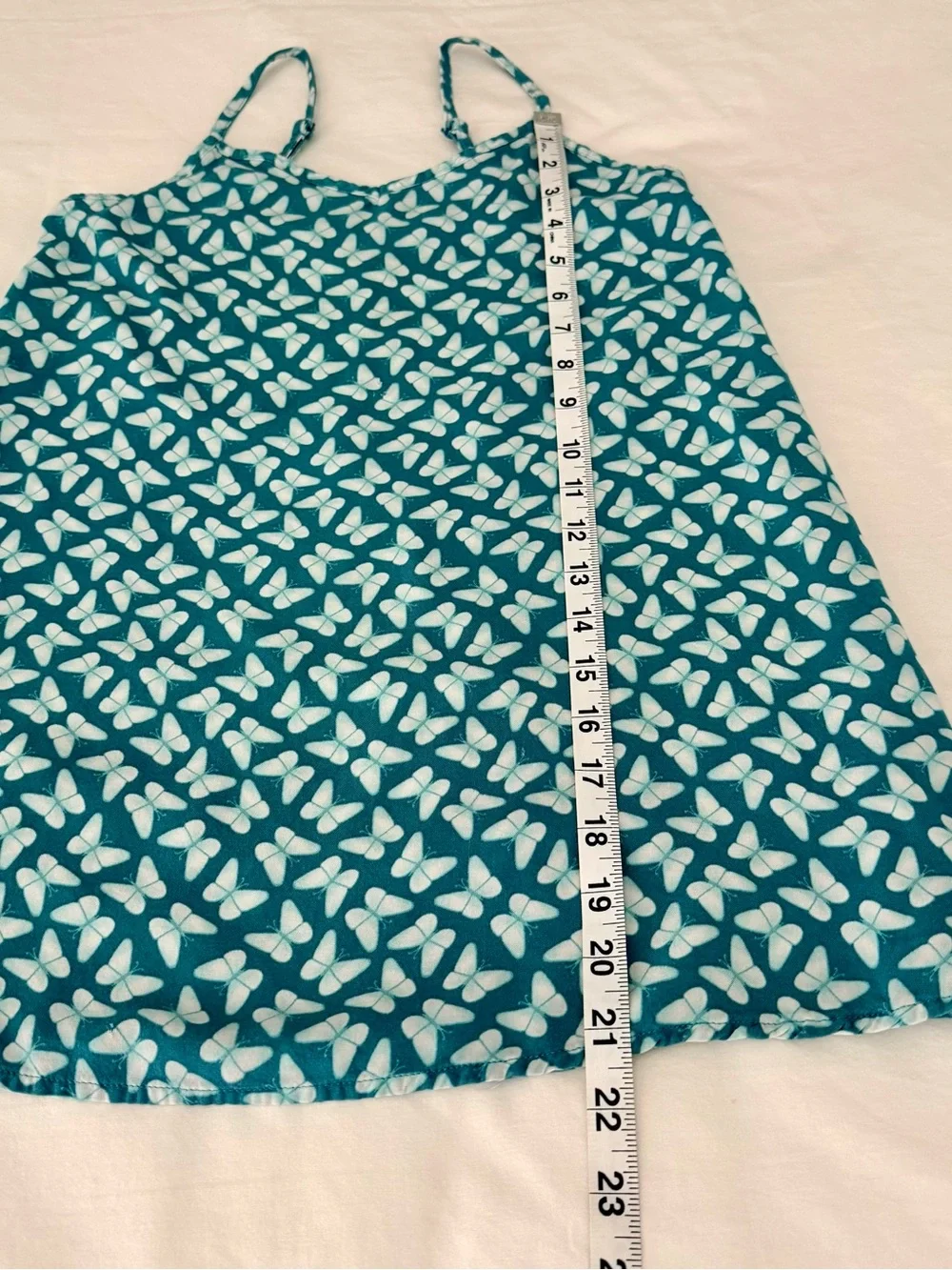 SO Girls Butterfly Print Teal A-Line Sundress Adjustable Straps Size 6/6X
